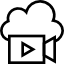 a camera recorder overlapping a cloud B&W flat icon